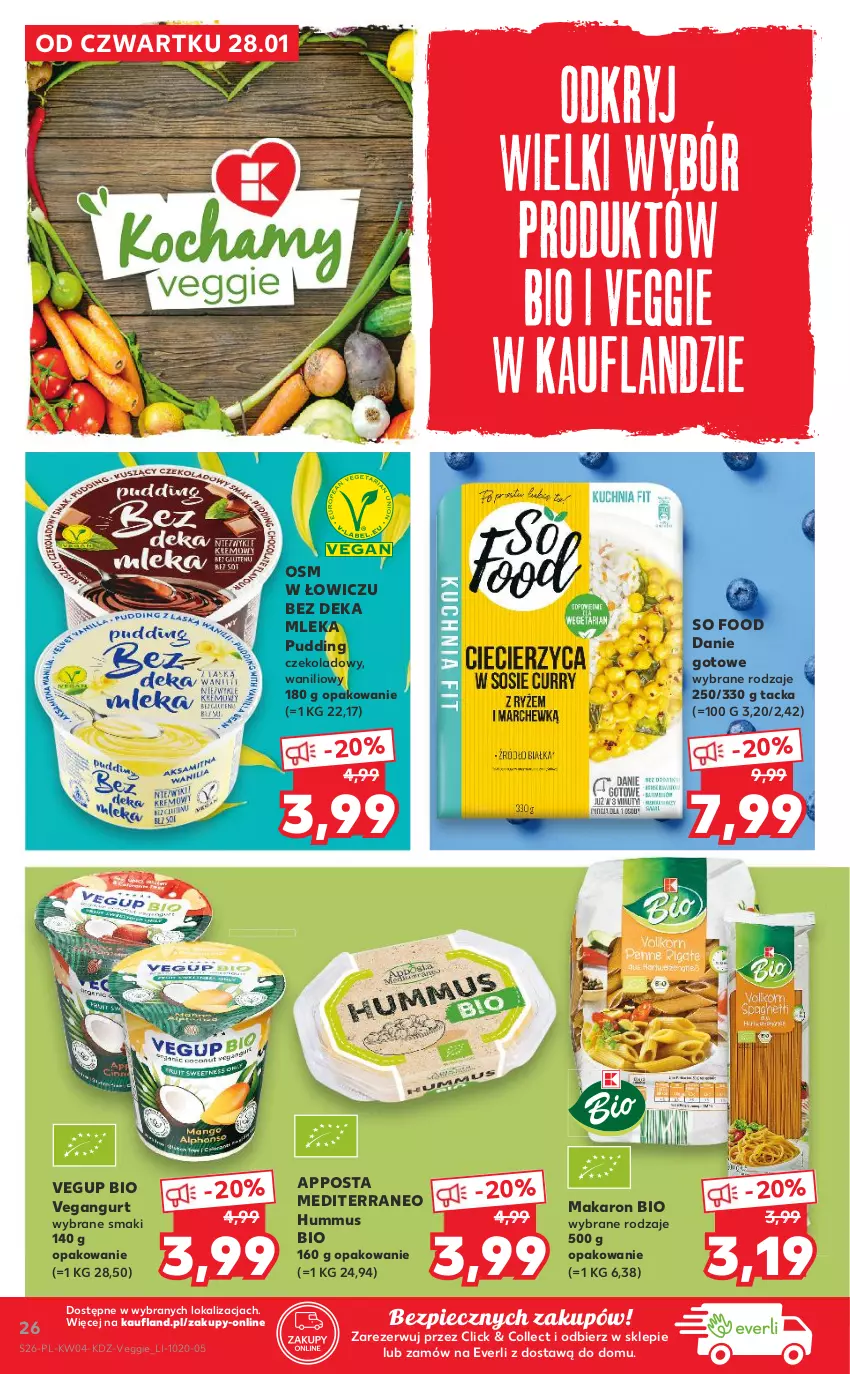 Gazetka promocyjna Kaufland - Tylko Bałwan Przepłaca - ważna 28.01 do 03.02.2021 - strona 26 - produkty: Danie gotowe, Hummus, Makaron, Mus, Piec, Pudding, So Food, Vegangurt