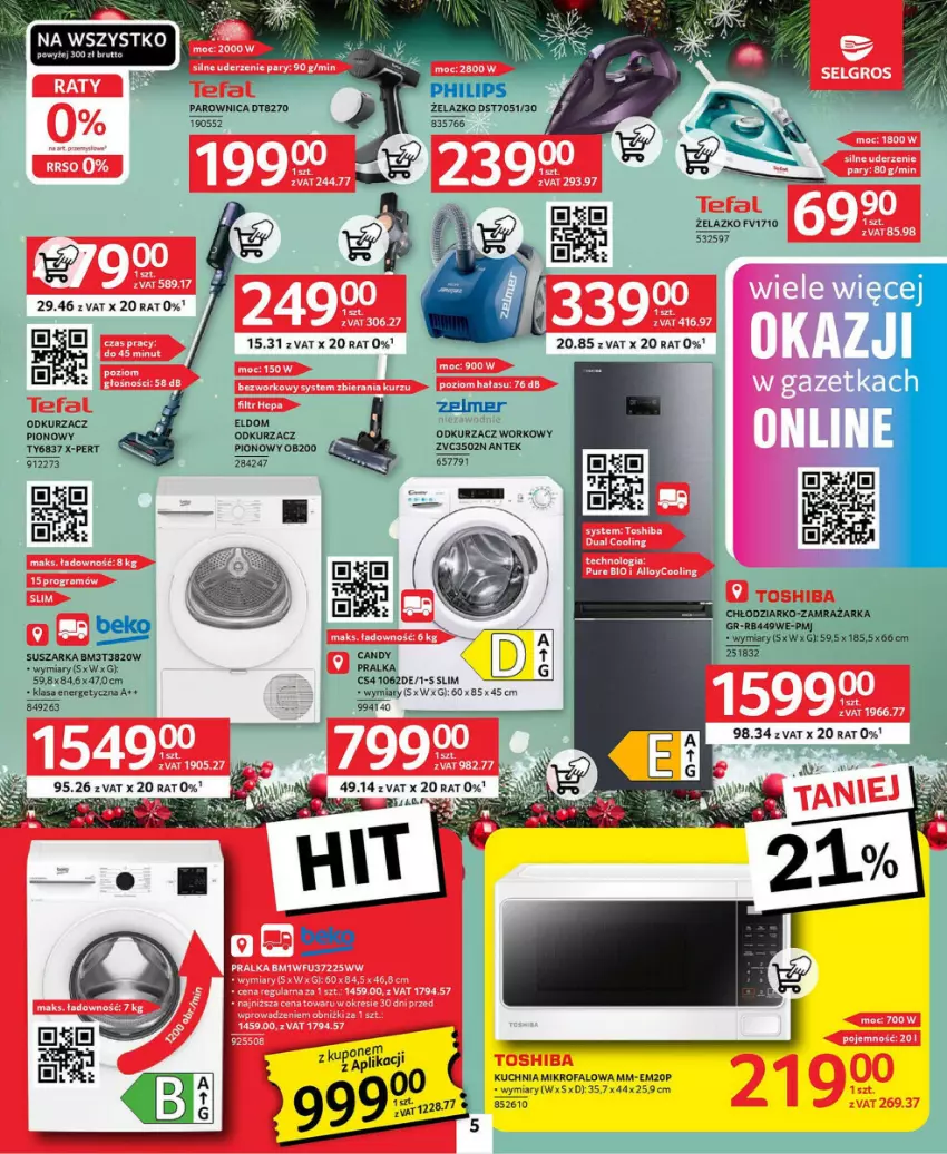 Gazetka promocyjna Selgros - ważna 21.11 do 04.12.2024 - strona 24 - produkty: Beko, Candy, Clin, Fa, Gra, Kuchnia, Odkurzacz, Philips, Pralka, Pur, Suszarka, Tefal, Toshiba, Zamrażarka