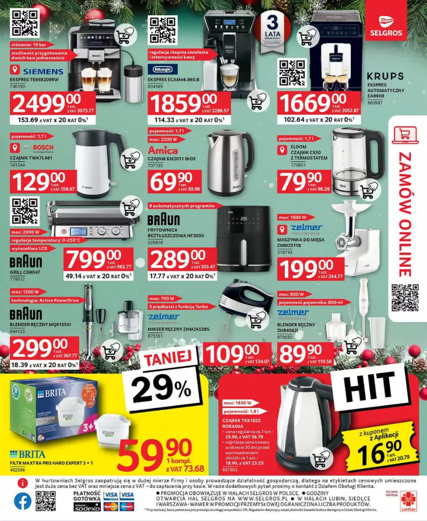 Gazetka promocyjna Selgros - ważna 21.11 do 04.12.2024 - strona 25 - produkty: Amica, Blender, Blender ręczny, Bosch, Braun, Czajnik, Gra, Grill, Krups, LG, Mikser, Mikser ręczny, Pojemnik, Ser, Siemens, Sok, Szynka, Termos