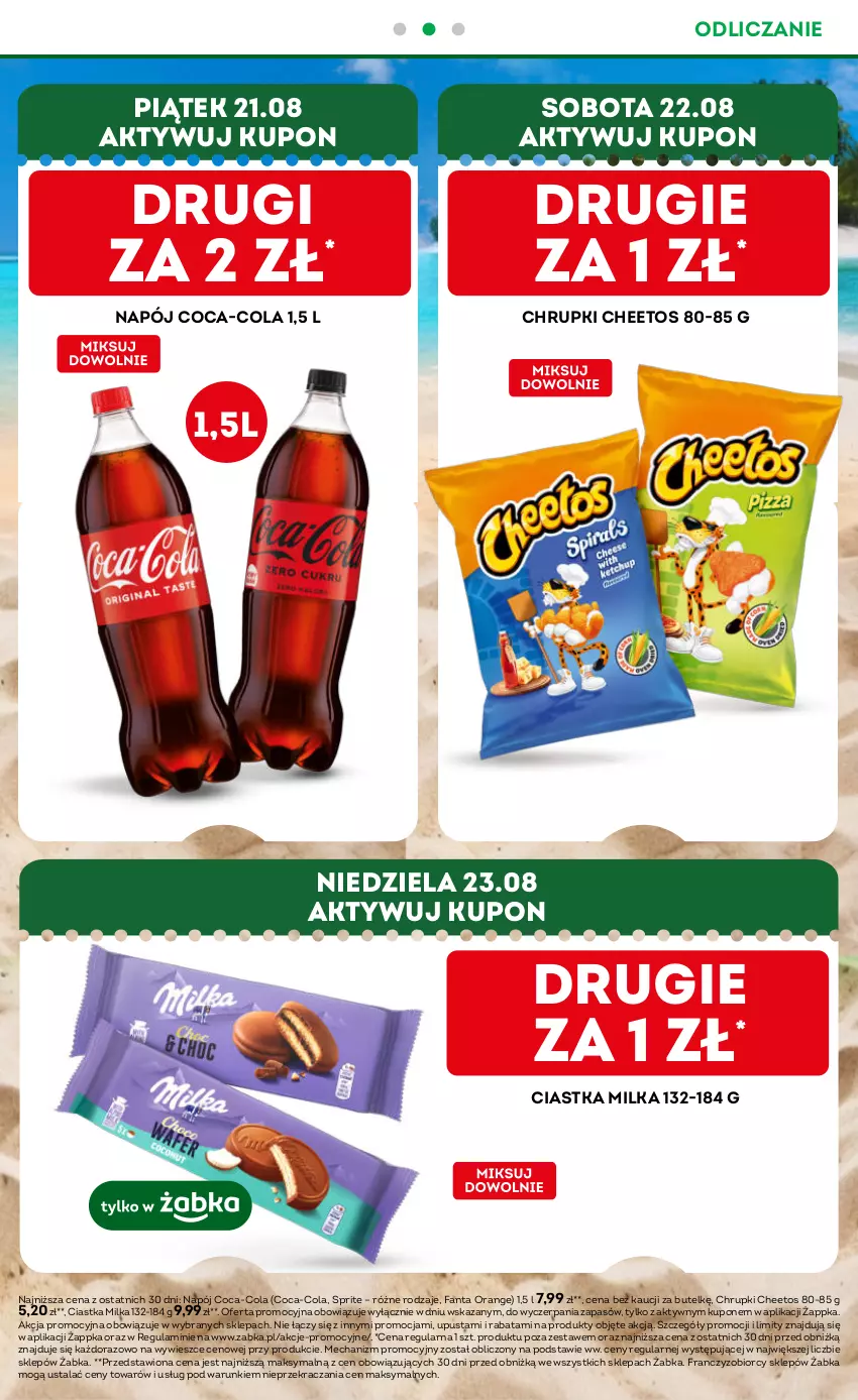 Gazetka promocyjna Żabka - gazetka-promocyjna-33-34-2026 - ważna 12.08 do 25.08.2026 - strona 3 - produkty: Cheetos, Chrupki, Ciastka, Coca-Cola, Fa, Fanta, Milka, Napój, Sprite