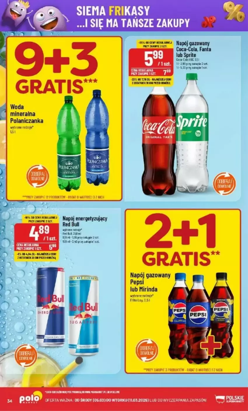 Gazetka promocyjna PoloMarket - ważna 05.03 do 11.03.2025 - strona 28 - produkty: Coca-Cola, Fa, Fanta, Gra, Mirinda, Napój, Napój gazowany, Pepsi, Red Bull, Sprite, Woda