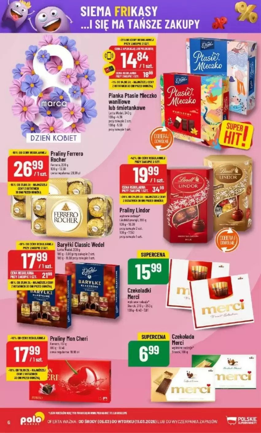 Gazetka promocyjna PoloMarket - ważna 05.03 do 11.03.2025 - strona 45 - produkty: Baryłki, Fa, Ferrero, Lindor, Mleczko, Orka, Praliny, Ptasie mleczko