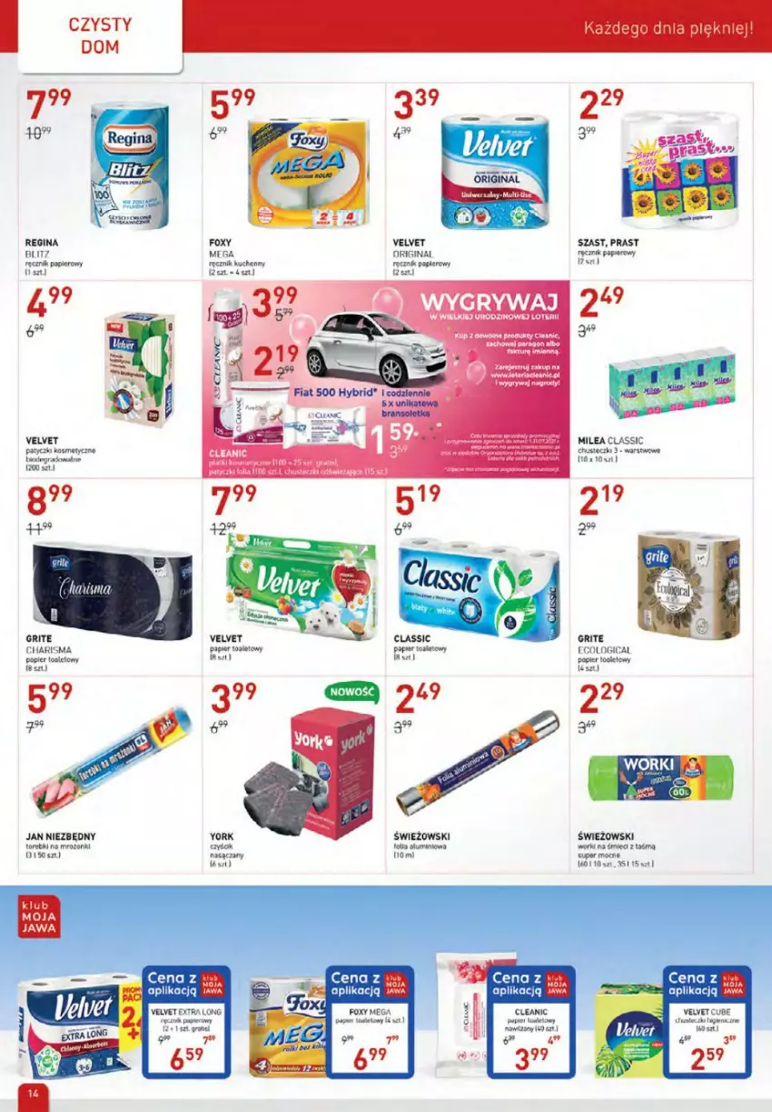 Gazetka promocyjna Drogerie Jawa - ważna 01.07 do 04.08.2021 - strona 14 - produkty: Chusteczki, Cleanic, Foxy, Gin, Gra, Gry, Jan Niezbędny, Kinder, Papier, Papier toaletowy, Ręcznik, Ręcznik kuchenny, Ser, Velvet, Worki na śmiec, Worki na śmieci