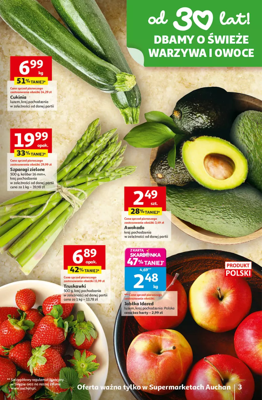 Gazetka promocyjna Auchan - 30 Lat Supermarket - ważna 16.04 do 22.04.2026 - strona 3 - produkty: Jabłka, Truskawki