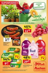 Gazetka promocyjna Auchan - 30 Lat Supermarket - Gazetka - ważna od 22.04 do 22.04.2026 - strona 1 - produkty: Płyn do prania, Sok, Sokołów, Lody, Winogrona, Zielona Budka, Perwoll, Wino, Grill, Kiełbasa, Kiełbasa śląska