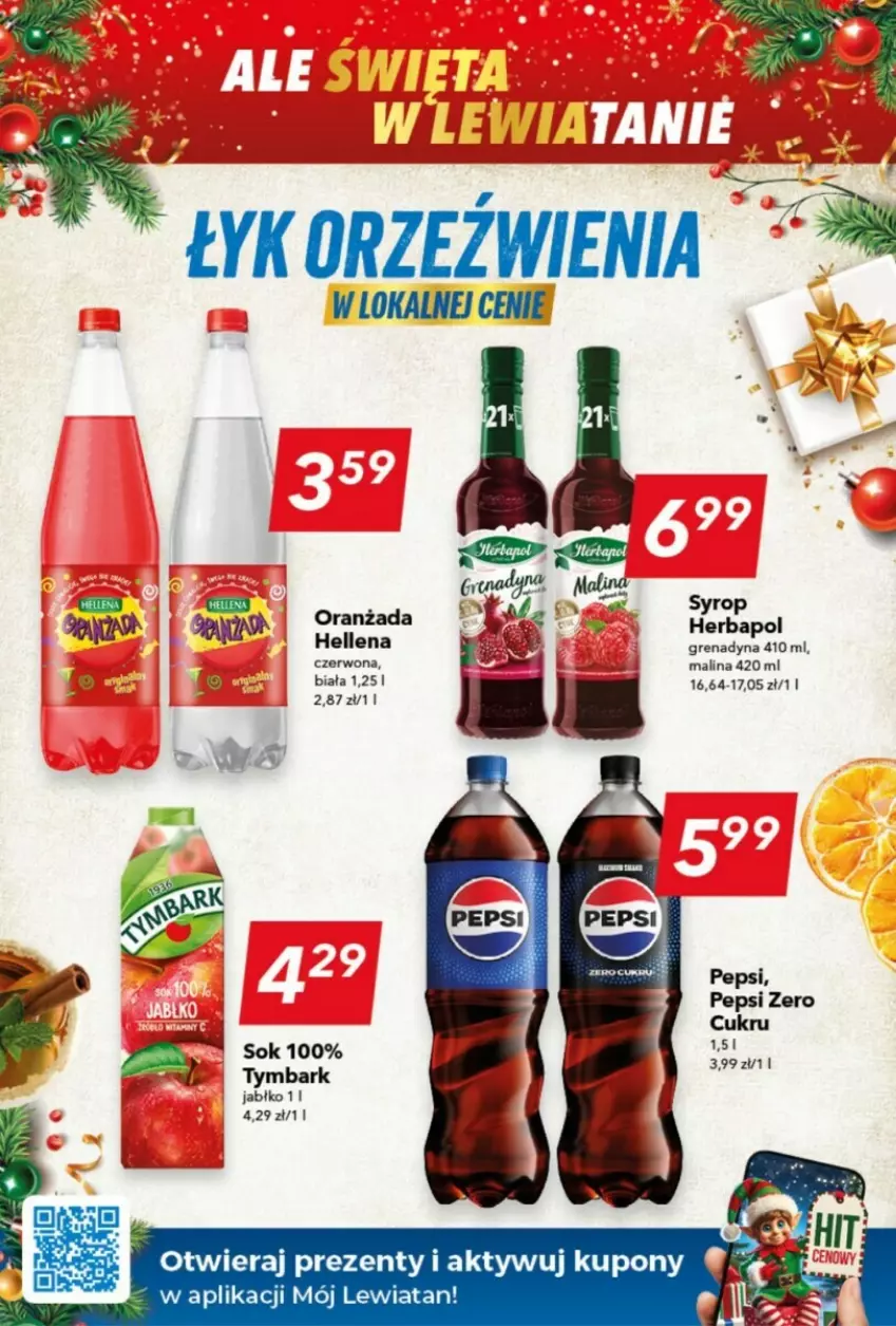 Gazetka promocyjna Lewiatan - ważna 17.12 do 24.12.2024 - strona 5 - produkty: Herbapol, Oranżada, Pepsi, Sok, Syrop, Tymbark