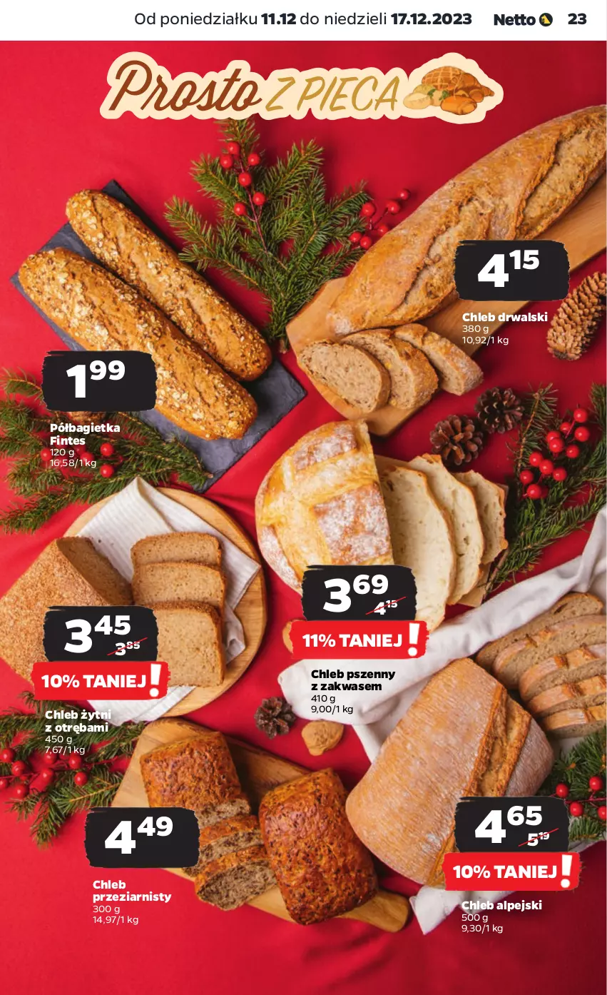 Gazetka promocyjna Netto - Artykuły spożywcze - ważna 11.12 do 17.12.2023 - strona 23 - produkty: Bagietka, Chleb, Półbagietka