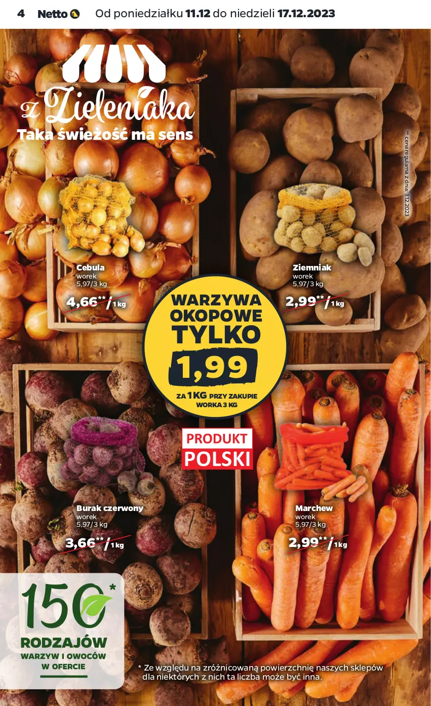 Gazetka promocyjna Netto - Artykuły spożywcze - ważna 11.12 do 17.12.2023 - strona 4 - produkty: Cebula, Orka, Warzywa