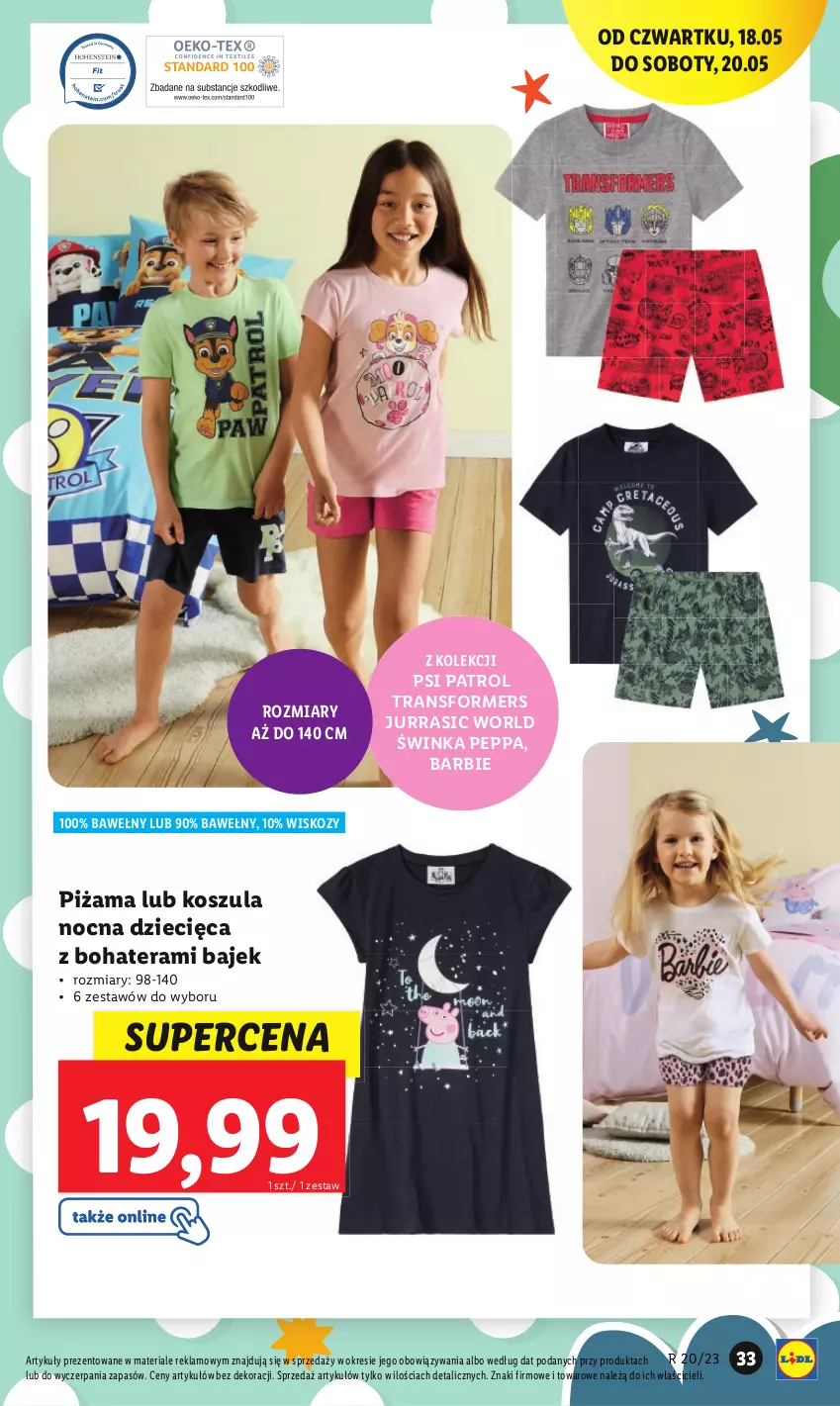 Gazetka promocyjna Lidl - GAZETKA - ważna 15.05 do 20.05.2023 - strona 37 - produkty: Barbie, Dzieci, Inka, Kosz, Koszula, Koszula nocna, Piżama, Psi Patrol, Tera, Tran, Transformers