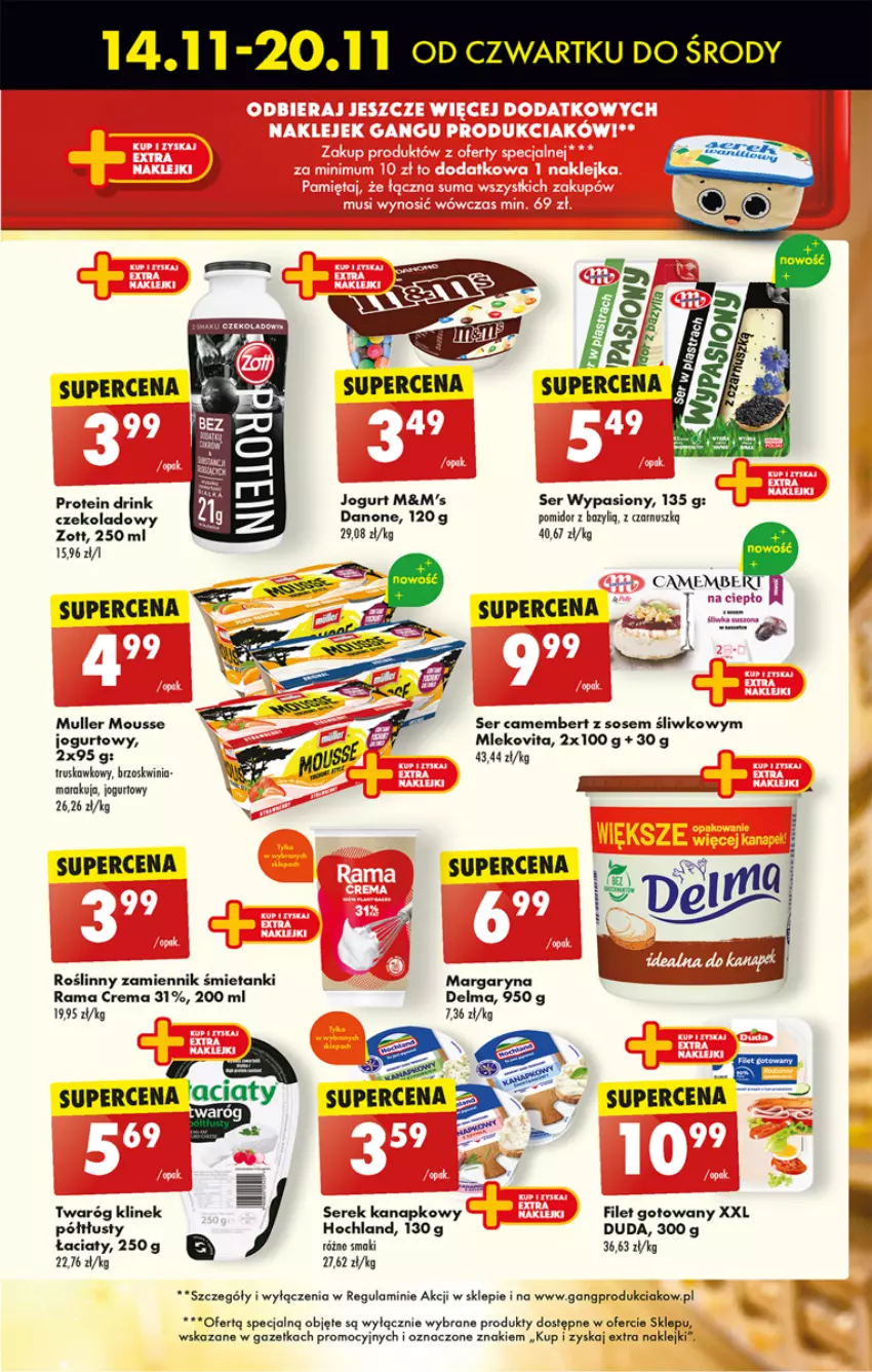 Gazetka promocyjna Biedronka - Od Czwartku - ważna 14.11 do 20.11.2024 - strona 27 - produkty: Bazyl, Camembert, Danone, Delma, Duda, Hochland, Jogurt, Klej, Margaryna, Mleko, Mlekovita, Mus, Rama, Ser, Serek, Serek kanapkowy, Sos, Twaróg, Zott