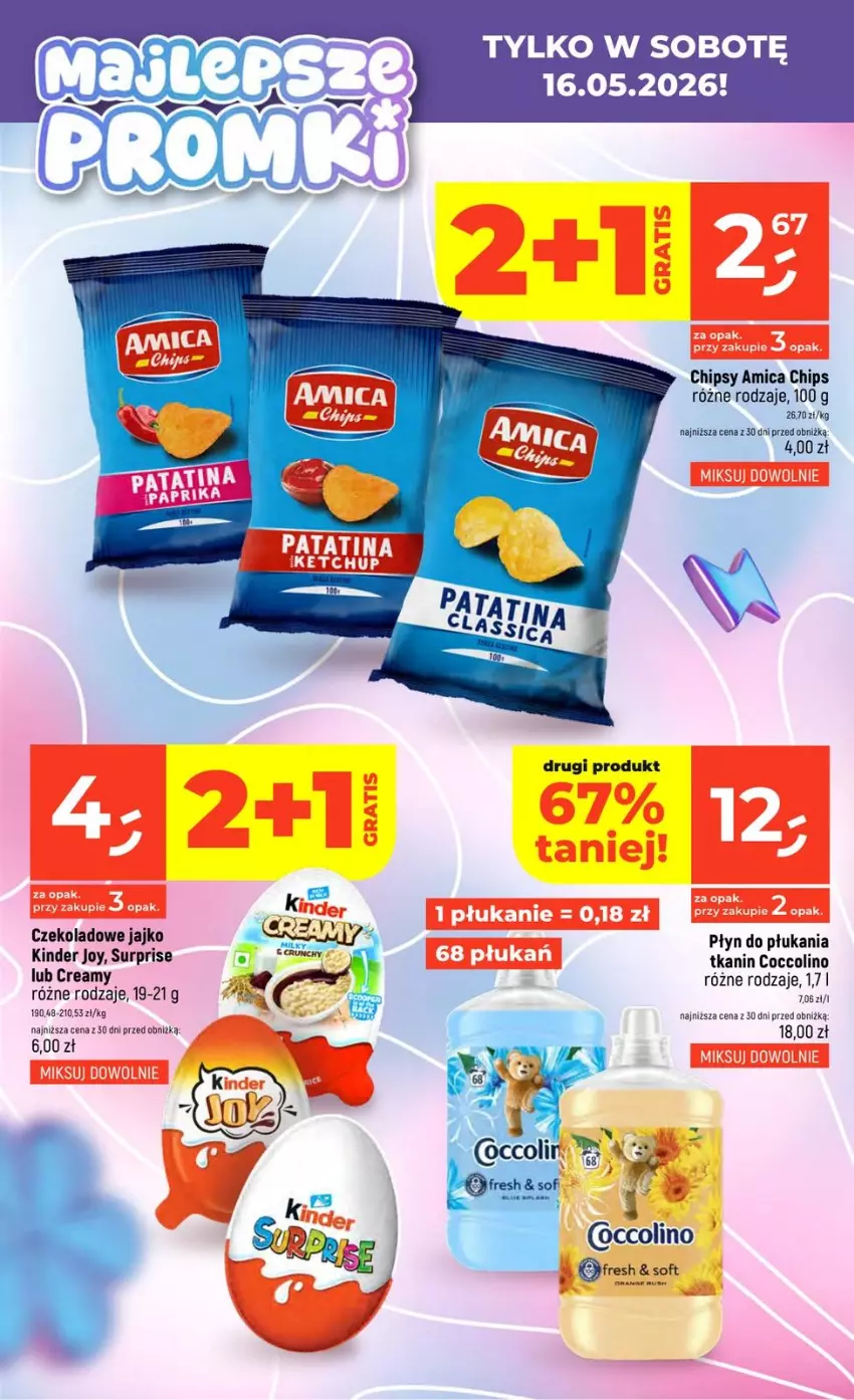 Gazetka promocyjna Dealz - NOWA GAZETKA - ważna 14.05 do 20.05.2026 - strona 4 - produkty: Amica, Chipsy, Coccolino, Kinder, Płyn do płukania