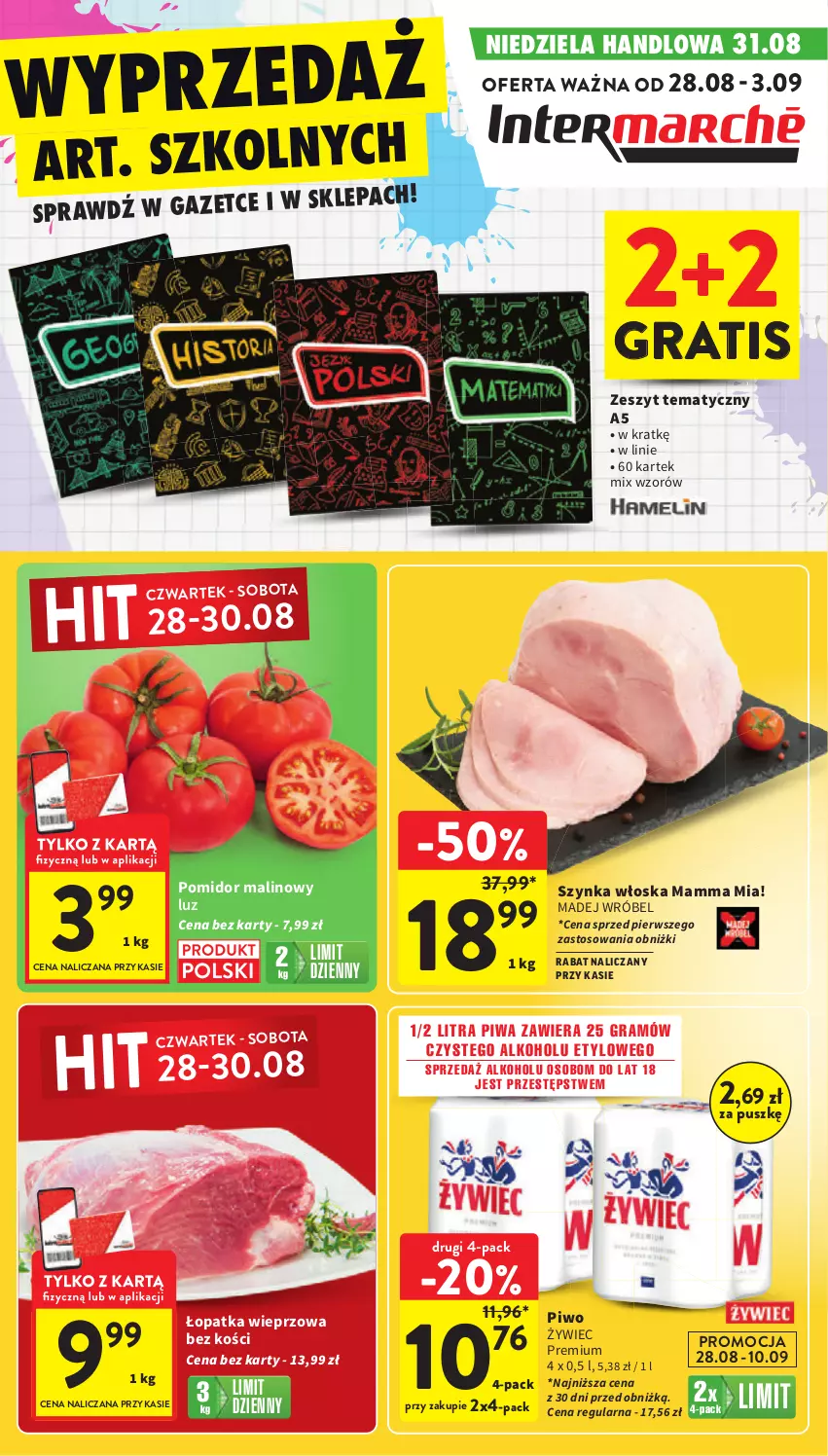 Gazetka promocyjna Intermarche - Gazetka promocyjna - ważna 28.08 do 03.09.2025 - strona 1 - produkty: Gra, Madej Wróbel, Piwa, Piwo, Pomidor malinowy, Szynka