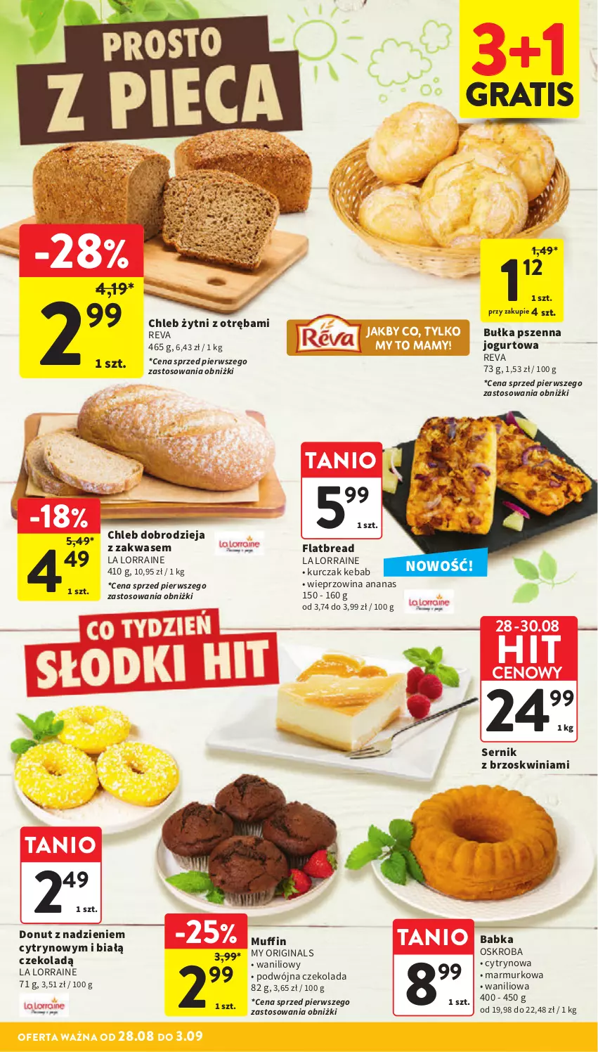 Gazetka promocyjna Intermarche - Gazetka promocyjna - ważna 28.08 do 03.09.2025 - strona 26 - produkty: Ananas, Babka, Bułka, Chleb, Czekolada, Donut, Gin, Gra, Jogurt, Kebab, Kurczak, Ser, Wieprzowina