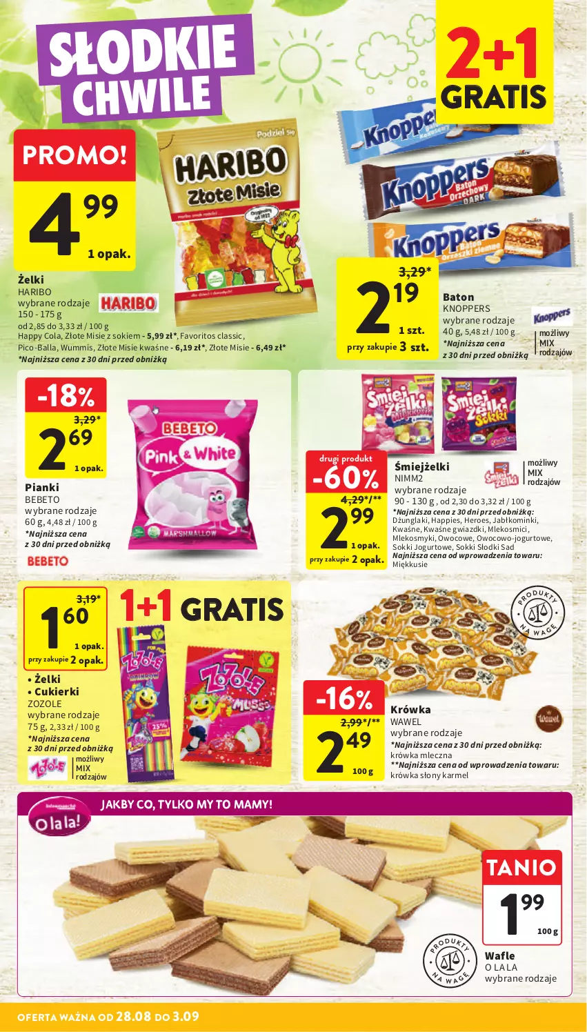Gazetka promocyjna Intermarche - Gazetka promocyjna - ważna 28.08 do 03.09.2025 - strona 30 - produkty: Baton, Cukier, Cukierki, Fa, Gra, Haribo, Jogurt, Knoppers, Mleko, Nimm2, Pico-Balla, Sok, Wafle, Wawel