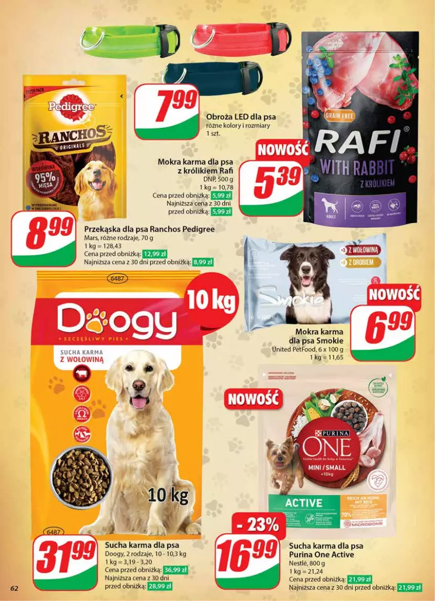 Gazetka promocyjna Dino - Gazetka 44 / 2024 - ważna 30.10 do 05.11.2024 - strona 62 - produkty: Królik, Mars, Mokra karma, Pedigree, Pur, Purina, Sucha karma