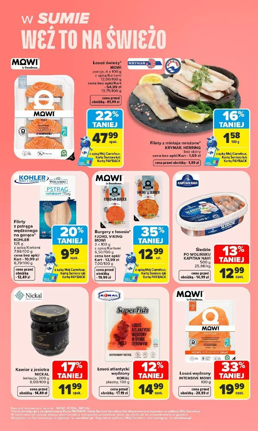 Gazetka promocyjna Carrefour - Gazetka Carrefour, Market w SUMIE weź to na świeżo - ważna 10.08 do 14.08.2026 - strona 3 - produkty: Burger, Kawior, Mintaj, Por, Pstrąg, Pur, Sos