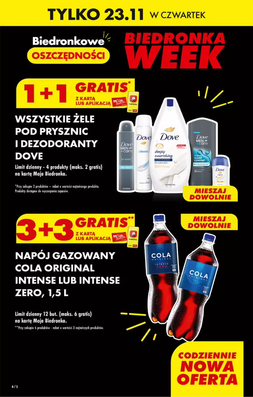 Gazetka promocyjna Biedronka - Od czwartku - ważna 23.11 do 29.11.2023 - strona 4 - produkty: Dove, Gin, Gra, Napój, Napój gazowany