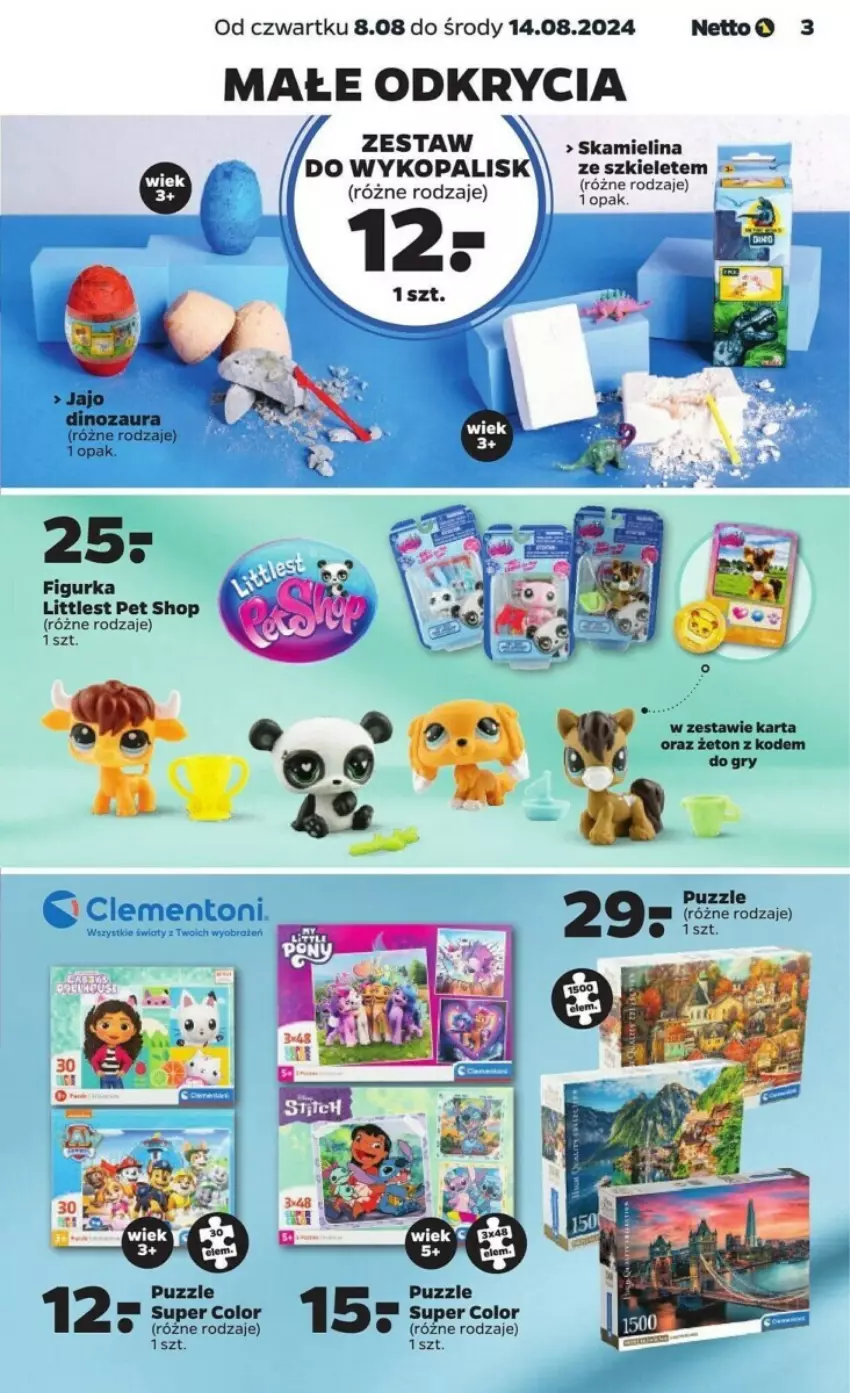 Gazetka promocyjna Netto - ważna 08.08 do 14.08.2024 - strona 3 - produkty: Dinozaur, Littlest Pet Shop, Puzzle