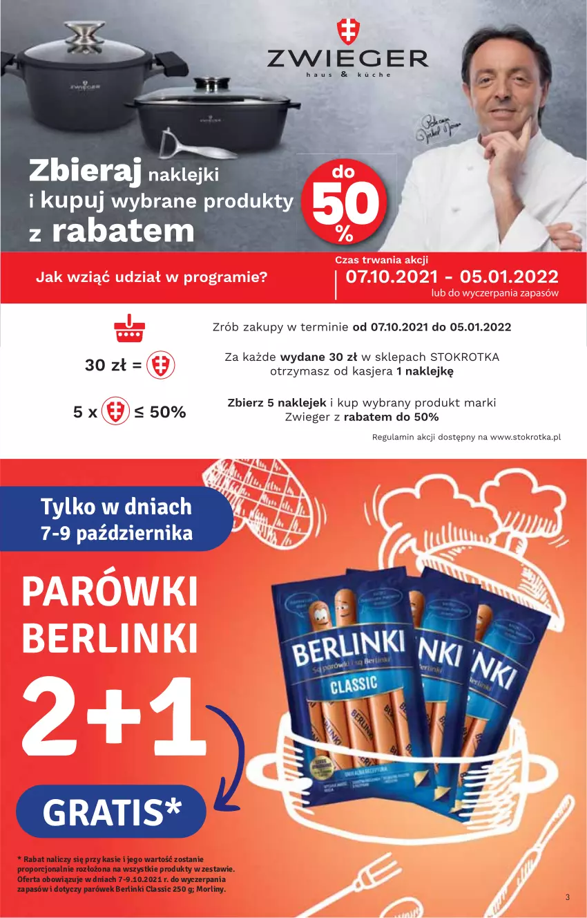Gazetka promocyjna Stokrotka - Supermarket - ważna 07.10 do 13.10.2021 - strona 3 - produkty: Gra, Parówki