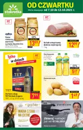 Gazetka promocyjna Stokrotka - Supermarket - Gazetka - ważna od 13.10 do 13.10.2021 - strona 1 - produkty: Kujawski, Brit, Kawa mielona, Kawa, Ziemniaki, Schab wieprzowy, Lavazza, Herbata, Olej