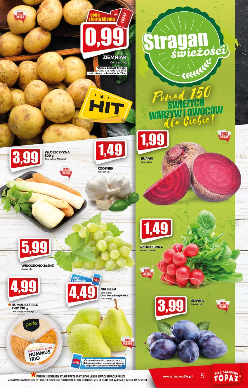 Gazetka promocyjna Topaz - Gazetka - ważna 26.08 do 01.09.2021 - strona 5 - produkty: Hummus, Mus, Sok, Top