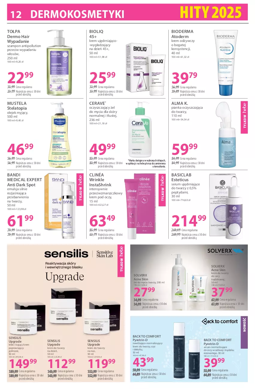 Gazetka promocyjna Hebe - Gazetka - ważna 02.01 do 15.01.2026 - strona 12 - produkty: Atoderm, Bandi, Basiclab, Bioderma, CeraVe, Clin, Emulsja, Gra, Krem do twarzy, Krem odżywczy, Krem pod oczy, Mars, Mus, Mustela, Olej, Rum, Ser, Serum, Szampon, Tołpa, Top