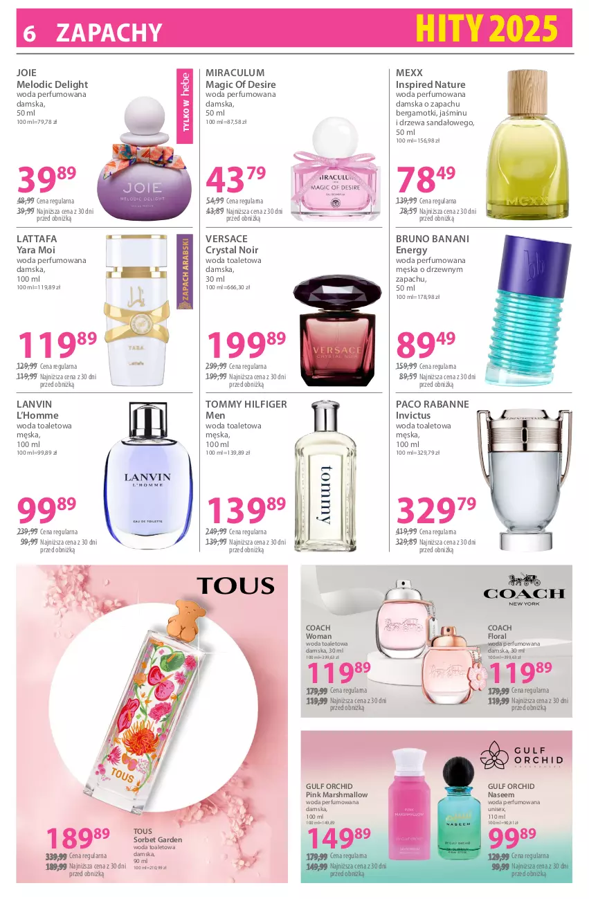 Gazetka promocyjna Hebe - Gazetka - ważna 02.01 do 15.01.2026 - strona 6 - produkty: Bruno Banani, Fa, Flora, Lanvin, Mars, Mexx, Paco Rabanne, Perfum, Sandał, Versace, Woda, Woda perfumowana, Woda toaletowa