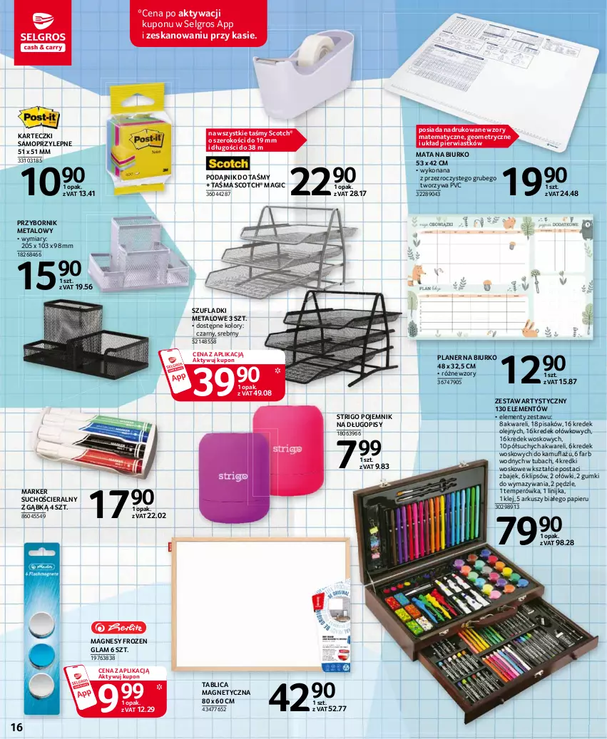 Gazetka promocyjna Selgros - Katalog Szkoła - ważna 05.08 do 18.08.2021 - strona 16 - produkty: Biurko, Długopis, Fa, Frozen, Karteczki samoprzylepne, Klej, LG, Marker, Mop, Olej, Papier, Pojemnik