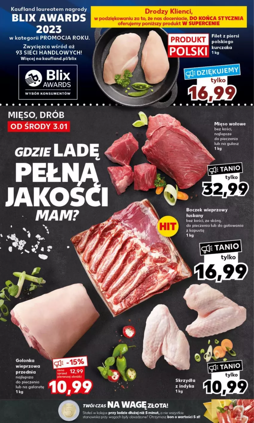 Gazetka promocyjna Kaufland - ważna 08.01 do 10.01.2024 - strona 4 - produkty: Boczek, Boczek wieprzowy, Drób, Gala, Kapustą, Mięso, Mięso wołowe, Olej, Piec, Waga