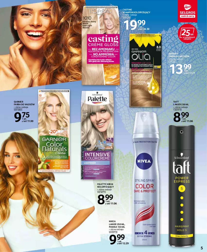 Gazetka promocyjna Selgros - Katalog Uroda - ważna 19.04 do 04.05.2022 - strona 5 - produkty: Fa, Farba do włosów, Garnier, Lakier, Nivea, Palette, Szampon, Taft