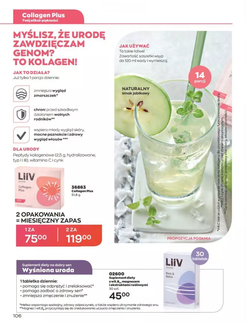 Gazetka promocyjna Avon - Katalog Avon 8/2022 kampania sierpień - ważna 01.08 do 31.08.2022 - strona 106 - produkty: Cynk, Kolagen, Laur, Magnez, Mars, Por, Suplement diety, Tablet