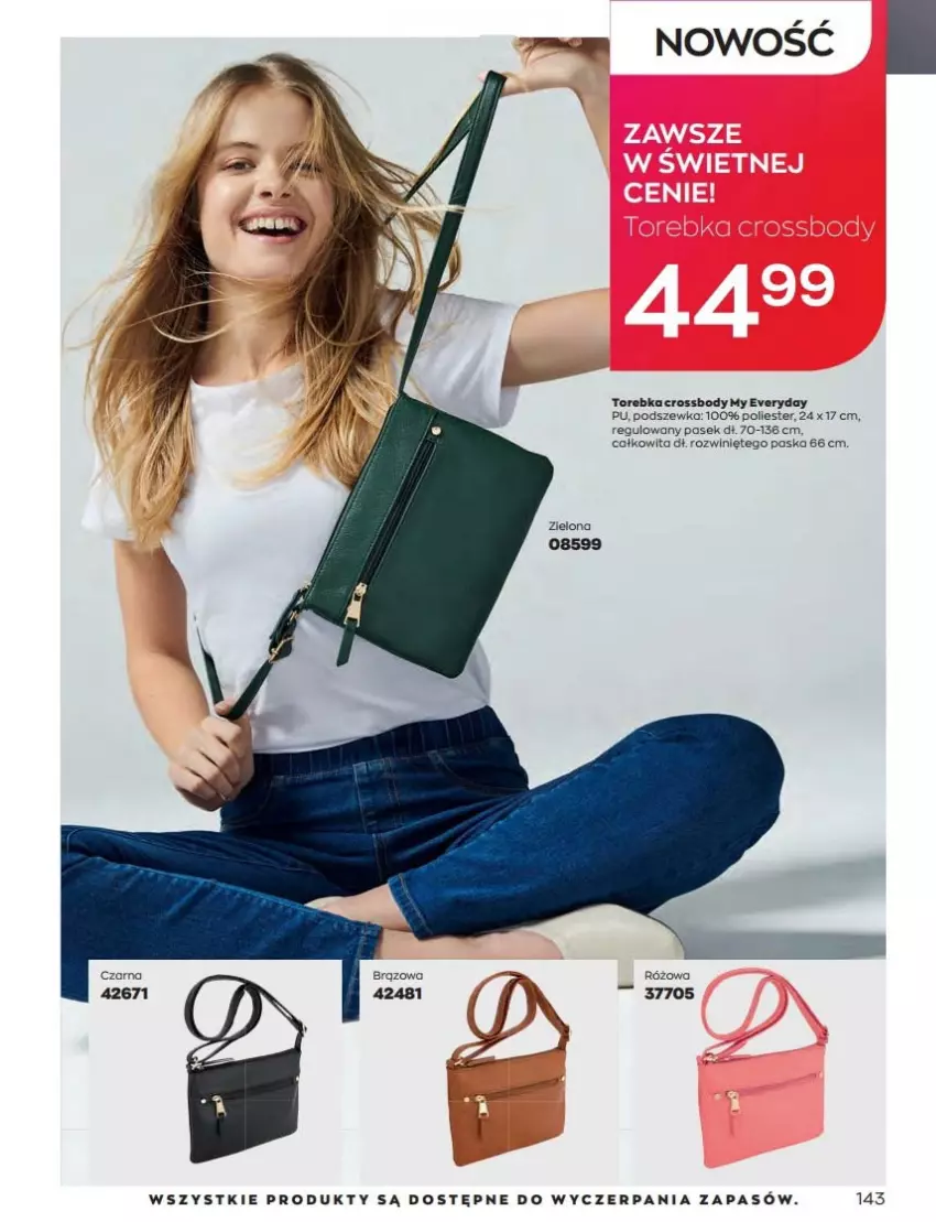 Gazetka promocyjna Avon - Katalog Avon 8/2022 kampania sierpień - ważna 01.08 do 31.08.2022 - strona 143 - produkty: Body, Pasek, Torebka