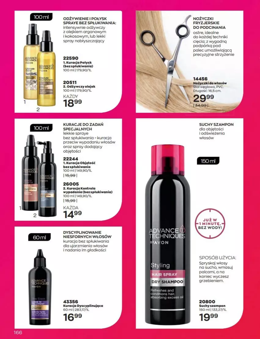 Gazetka promocyjna Avon - Katalog Avon 8/2022 kampania sierpień - ważna 01.08 do 31.08.2022 - strona 166 - produkty: Kokos, Noż, Nożyczki, Olej, Suchy szampon, Szampon