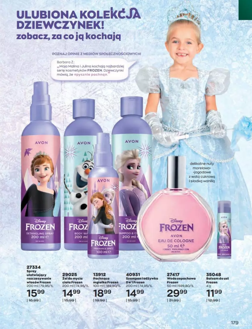 Gazetka promocyjna Avon - Katalog Avon 8/2022 kampania sierpień - ważna 01.08 do 31.08.2022 - strona 179 - produkty: Balsam do ust, Fa, Frozen, Koc, Odżywka, Ser, Szampon