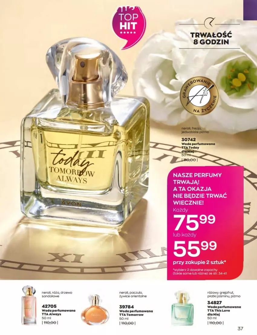 Gazetka promocyjna Avon - Katalog Avon 8/2022 kampania sierpień - ważna 01.08 do 31.08.2022 - strona 37 - produkty: Always, Grejpfrut, Perfum, Róża, Sandał, Woda, Woda perfumowana