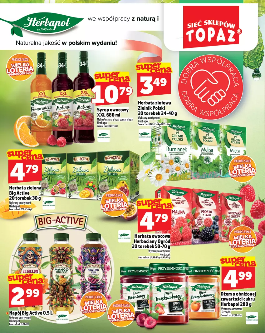 Gazetka promocyjna Topaz - Gazetka - ważna 25.09 do 01.10.2025 - strona 20 - produkty: Dżem, Herbapol, Herbata, Herbata owocowa, K2, Ogród