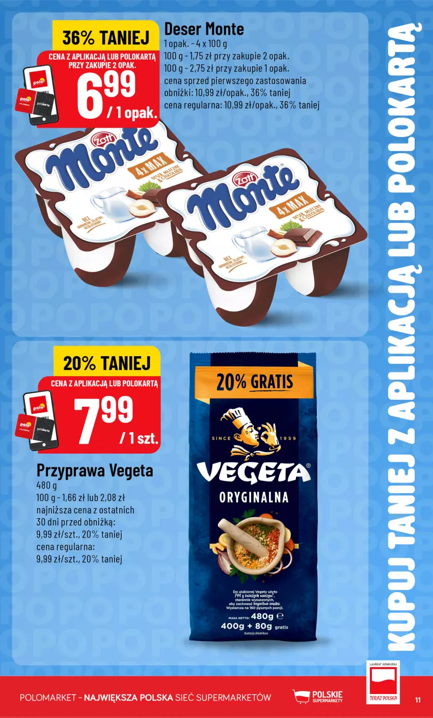 Gazetka promocyjna PoloMarket - Katalog Kupuj taniej z POLOappką - ważna 21.10 do 27.10.2026 - strona 11 - produkty: Deser, Gin, Gra, Monte, Ser, Tera, Vegeta