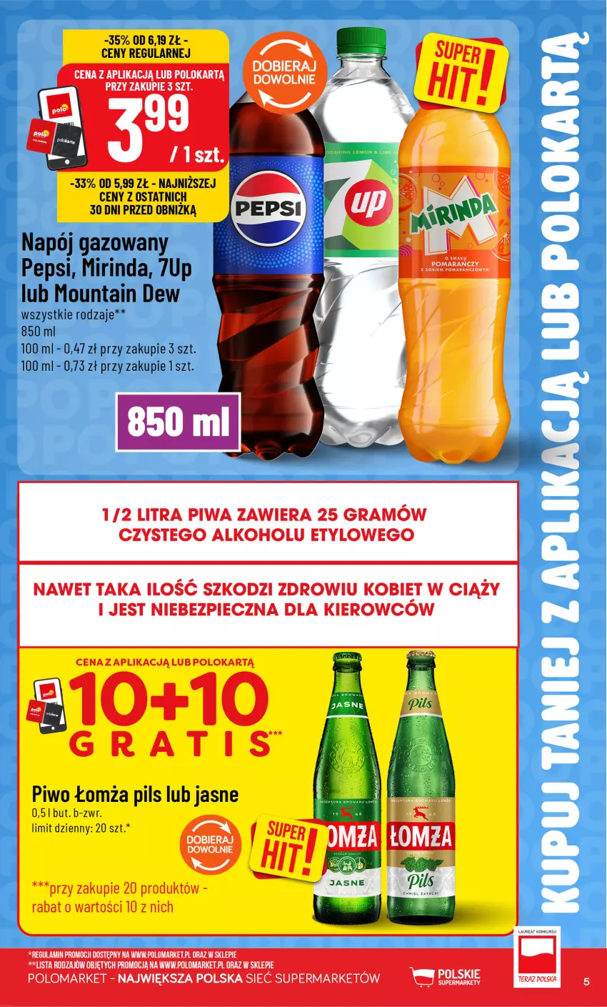 Gazetka promocyjna PoloMarket - Katalog Kupuj taniej z POLOappką - ważna 21.10 do 27.10.2026 - strona 5 - produkty: 7up, Gra, Laur, Mirinda, Napój, Napój gazowany, Pepsi, Piec, Piwa, Piwo