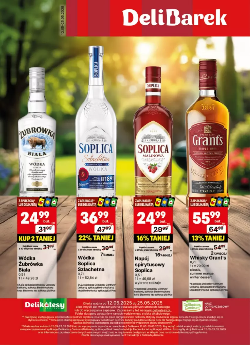 Gazetka promocyjna Delikatesy Centrum - DeliBarek DC20-DC21 - ważna 12.05 do 25.05.2025 - strona 1 - produkty: Gra, Grant's, Napój, Rum, Ser, Soplica, Whisky, Wódka