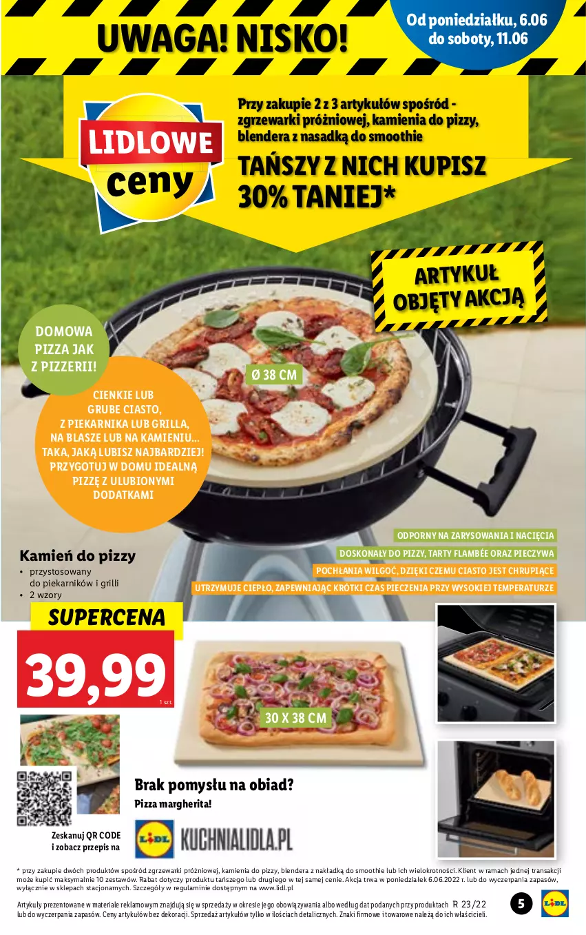 Gazetka promocyjna Lidl - GAZETKA - ważna 06.06 do 11.06.2022 - strona 5 - produkty: Blender, Grill, LG, Piec, Piekarnik, Pizza, Pizza margherita, Por, Rama, Smoothie, Sok, Tran, Waga