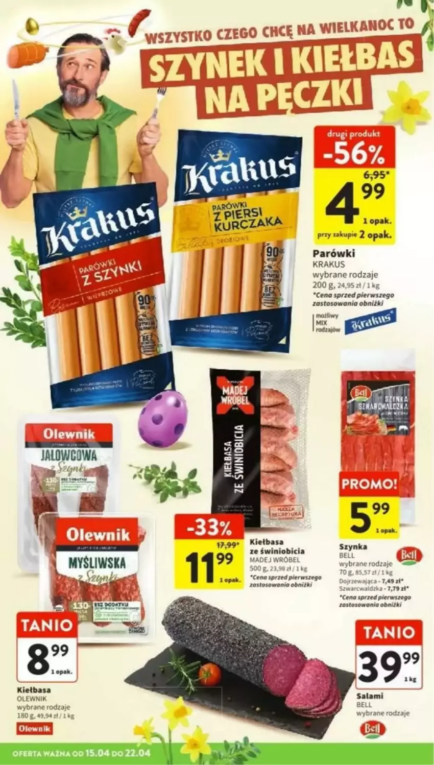 Gazetka promocyjna Intermarche - ważna 15.04 do 22.04.2025 - strona 15 - produkty: Bell, BIC, Fa, Kiełbasa, Krakus, Olewnik, Parówki