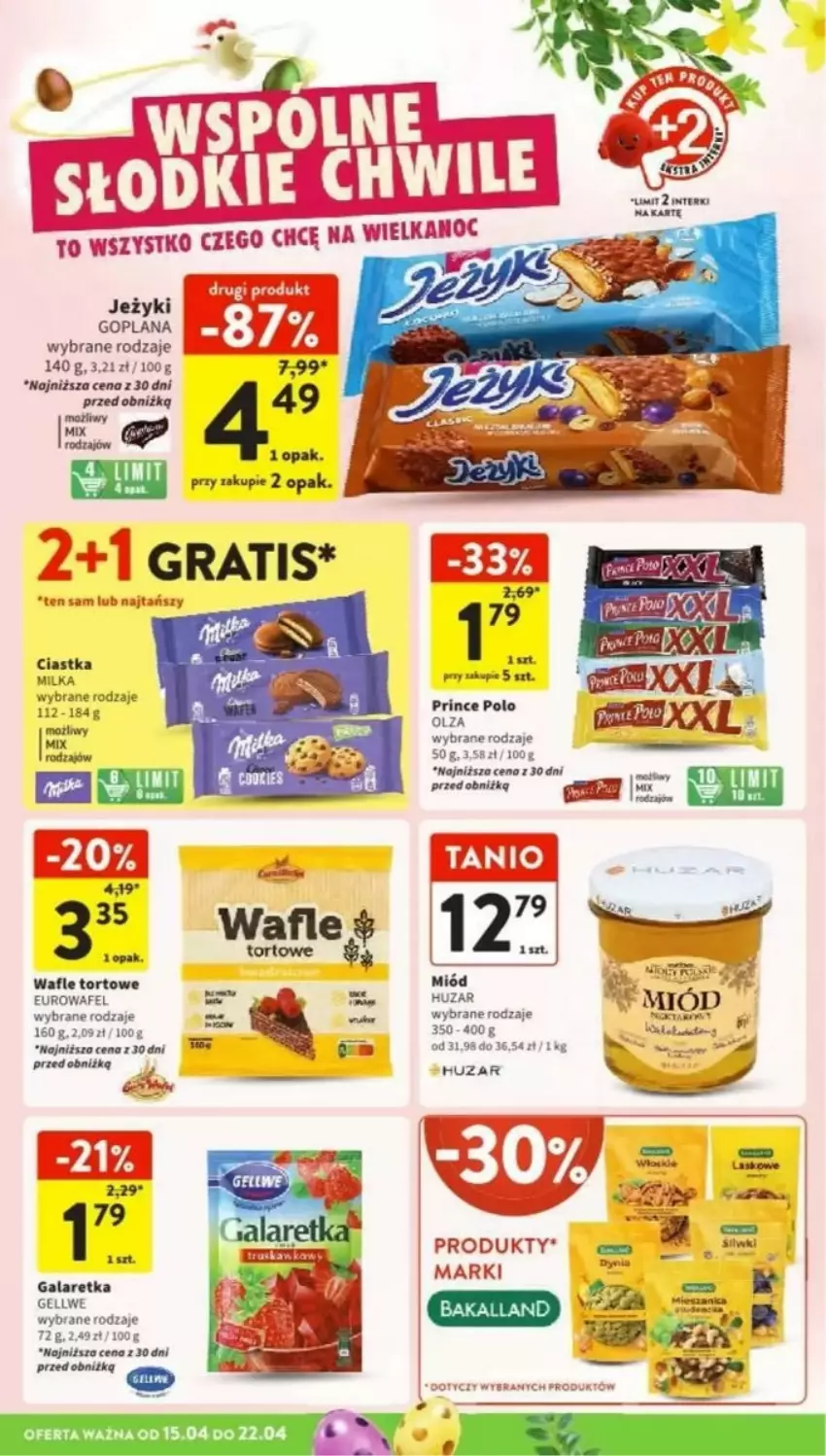 Gazetka promocyjna Intermarche - ważna 15.04 do 22.04.2025 - strona 28 - produkty: Ciastka, Fa, Gala, Galaretka, Goplana, LANA, Milka, Miód, Prince Polo, Wafle, Wafle tortowe