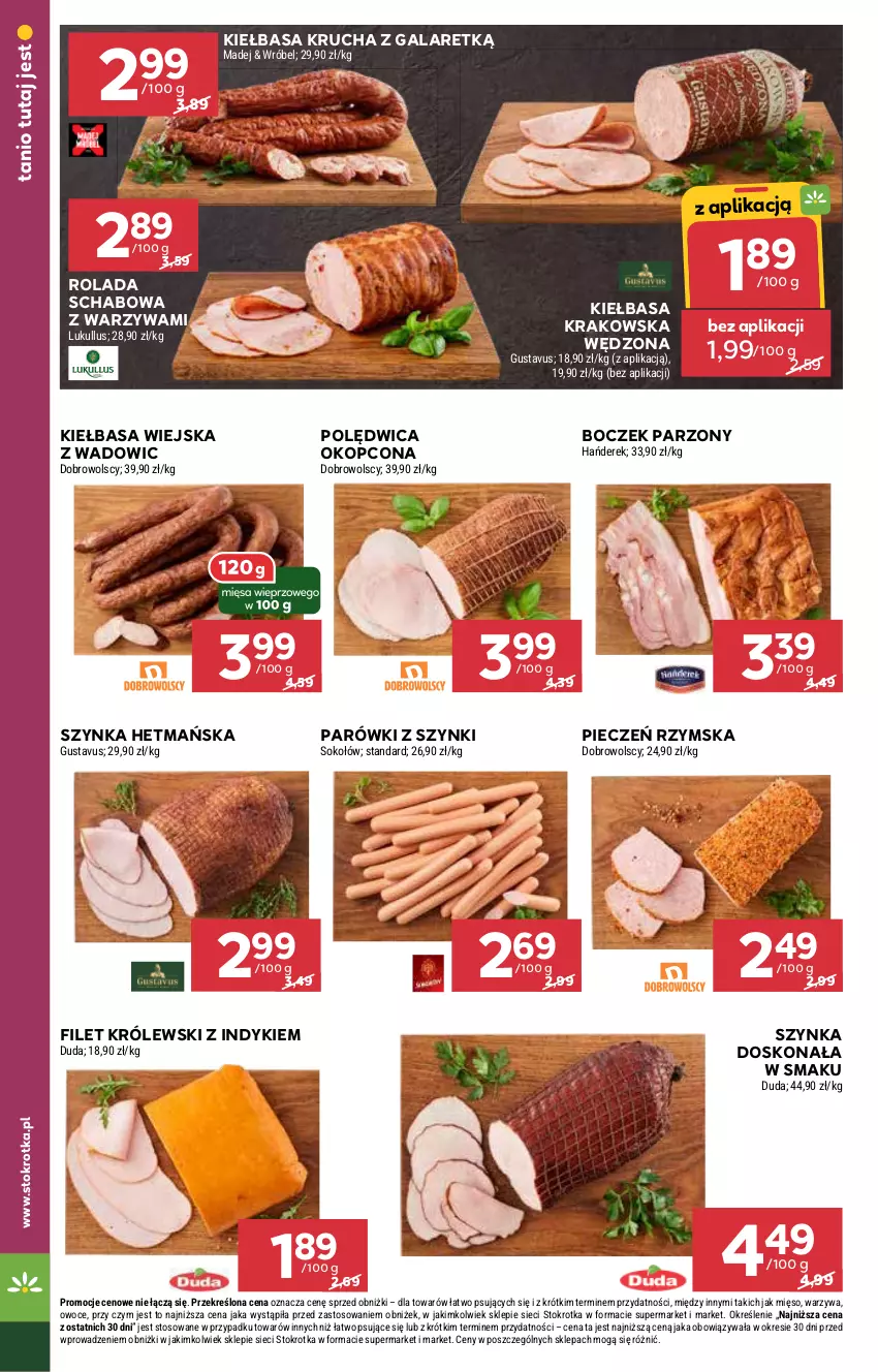 Gazetka promocyjna Stokrotka - Supermarket - ważna 07.11 do 13.11.2024 - strona 10 - produkty: Boczek, Gala, Kiełbasa, Kiełbasa krakowska, Kiełbasa krucha, Kiełbasa wiejska, Królewski, Owoce, Parówki, Parówki z szynki, Piec, Pieczeń rzymska, Polędwica, Rolada, Szynka, Warzywa