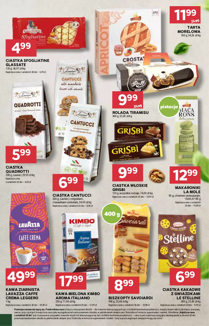 Gazetka promocyjna Stokrotka - Supermarket - ważna 07.11 do 13.11.2024 - strona 19 - produkty: Biszkopty, Ciastka, Kakao, Kawa, Kawa mielona, Kawa ziarnista, Lavazza, Makaron, Owoce, Rolada, Tarta, Warzywa