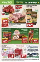 Gazetka promocyjna Stokrotka - Market - Gazetka - ważna od 09.04 do 09.04.2025 - strona 1 - produkty: Piwa, Piwo, Polędwica, Warzywa, Ser, Por, Gra, Papier, Kawa, Warka, Papier toaletowy, Tarczyński, Herbatniki, Boczek, Foxy, Owoce, Kabanos, Jacobs, Pomidory, Mięso, Boczek wieprzowy