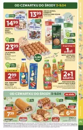 Gazetka promocyjna Stokrotka - Market - Gazetka - ważna od 09.04 do 09.04.2025 - strona 3 - produkty: Strucla, Warzywa, Sok, Por, Mus, Gra, Jaja, Napój roślinny, Napoje, Makowiec, Sok jabłkowy, Owoce morza, Krewetki, Owoce, Kubuś, Napój, Mięso