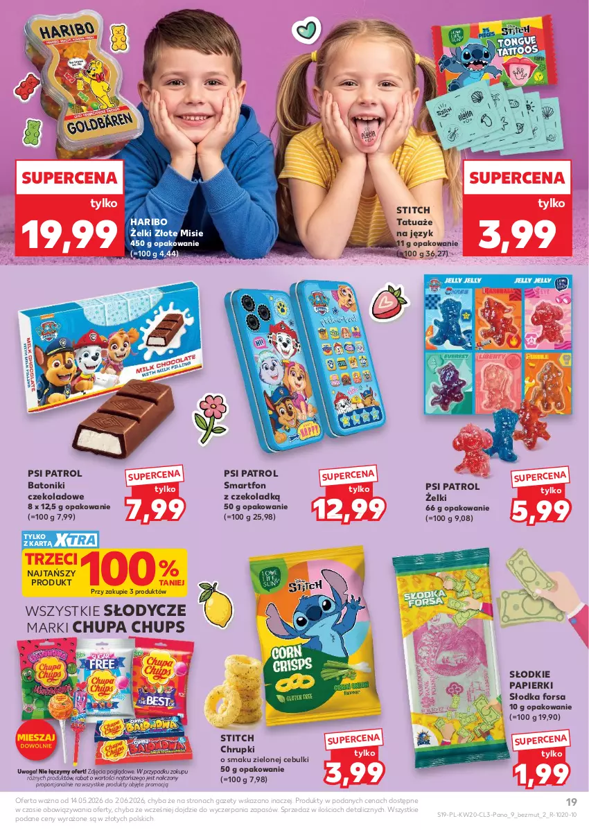 Gazetka promocyjna Kaufland - Kaufland - ważna 14.05 do 02.06.2026 - strona 19 - produkty: Baton, Chrupki, Chupa Chups, Haribo, Papier, Por, Psi Patrol, Smartfon, Tonik, Waga