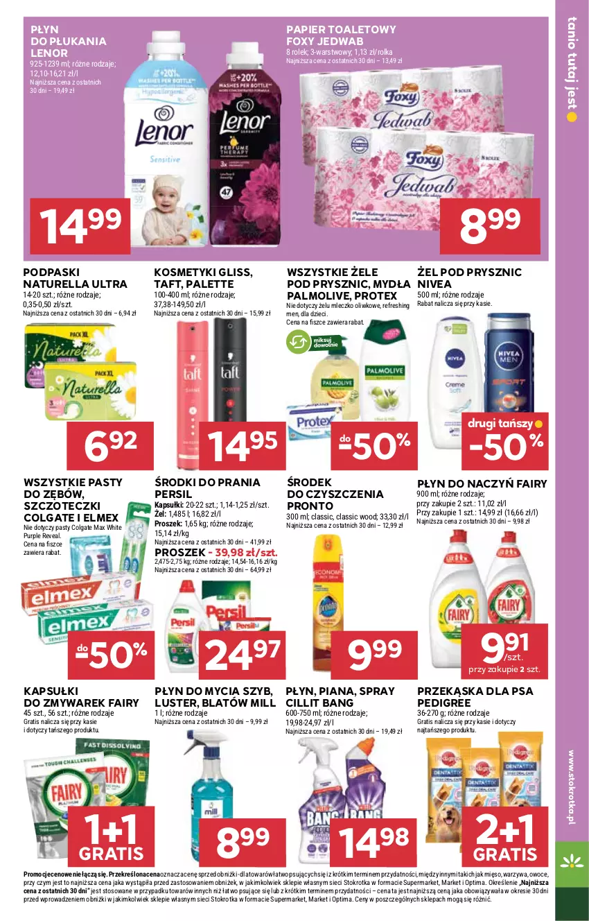 Gazetka promocyjna Stokrotka - Market - ważna 15.01 do 21.01.2026 - strona 17 - produkty: Cillit Bang, Colgate, Dzieci, Elmex, Fa, Fairy, Foxy, Gra, Lenor, LG, Mięso, Mleczko, Naturell, Naturella, Nivea, Optima, Owoce, Palette, Palmolive, Papier, Papier toaletowy, Pedigree, Persil, Płyn do mycia, Płyn do płukania, Podpaski, Pronto, Pur, Taft, Warzywa