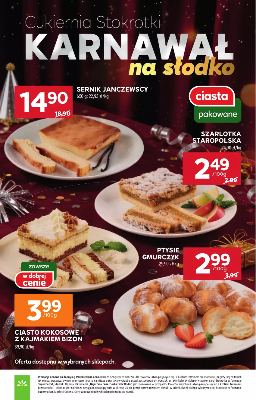 Gazetka promocyjna Stokrotka - Market - ważna 15.01 do 21.01.2026 - strona 9 - produkty: Kokos, Mięso, Optima, Owoce, Ser, Szarlotka, Warzywa