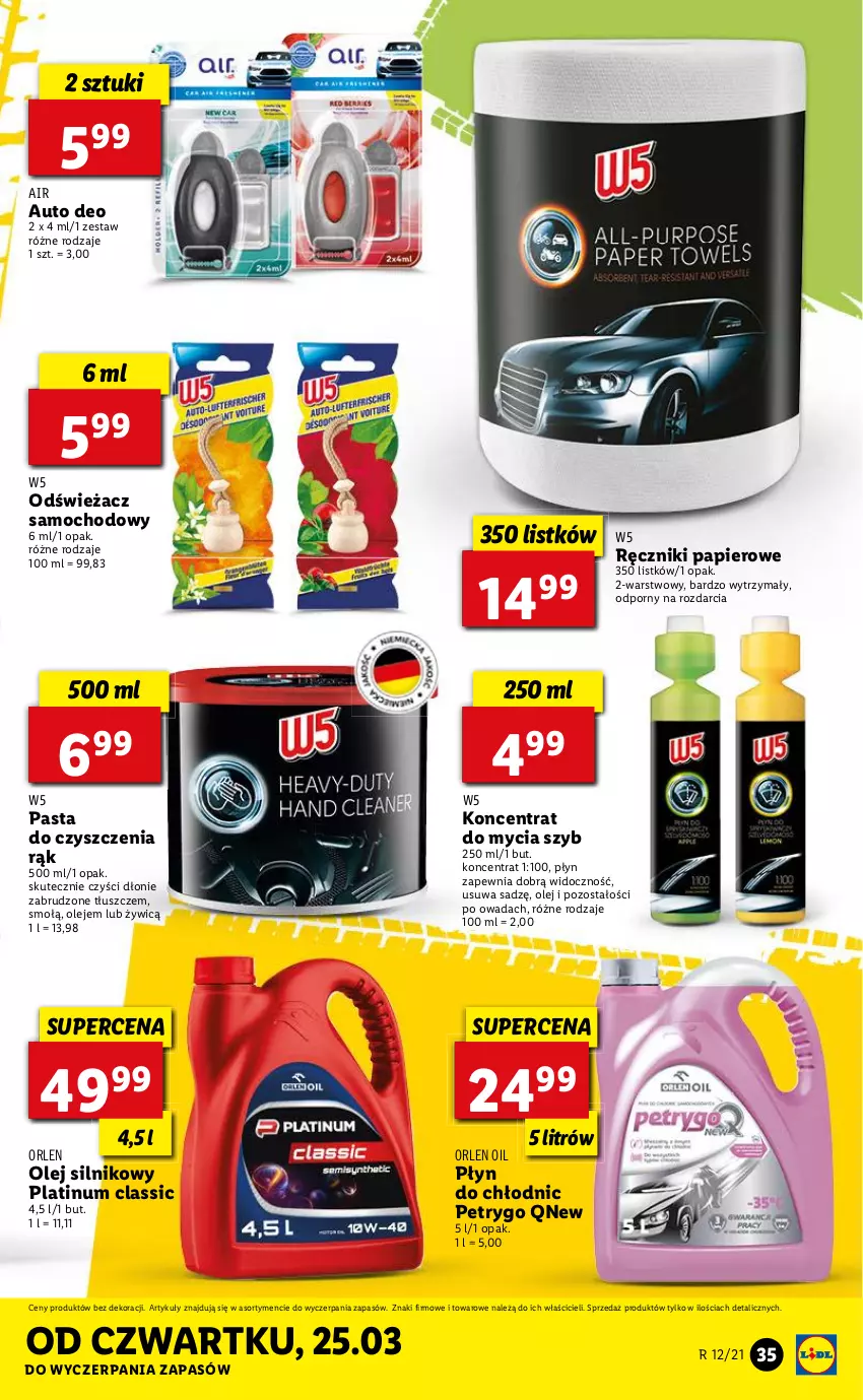 Gazetka promocyjna Lidl - GAZETKA - ważna 22.03 do 28.03.2021 - strona 35 - produkty: Olej, Olej silnikowy, Papier, Płyn do chłodnic, Por, Ręcznik, Ręczniki papierowe